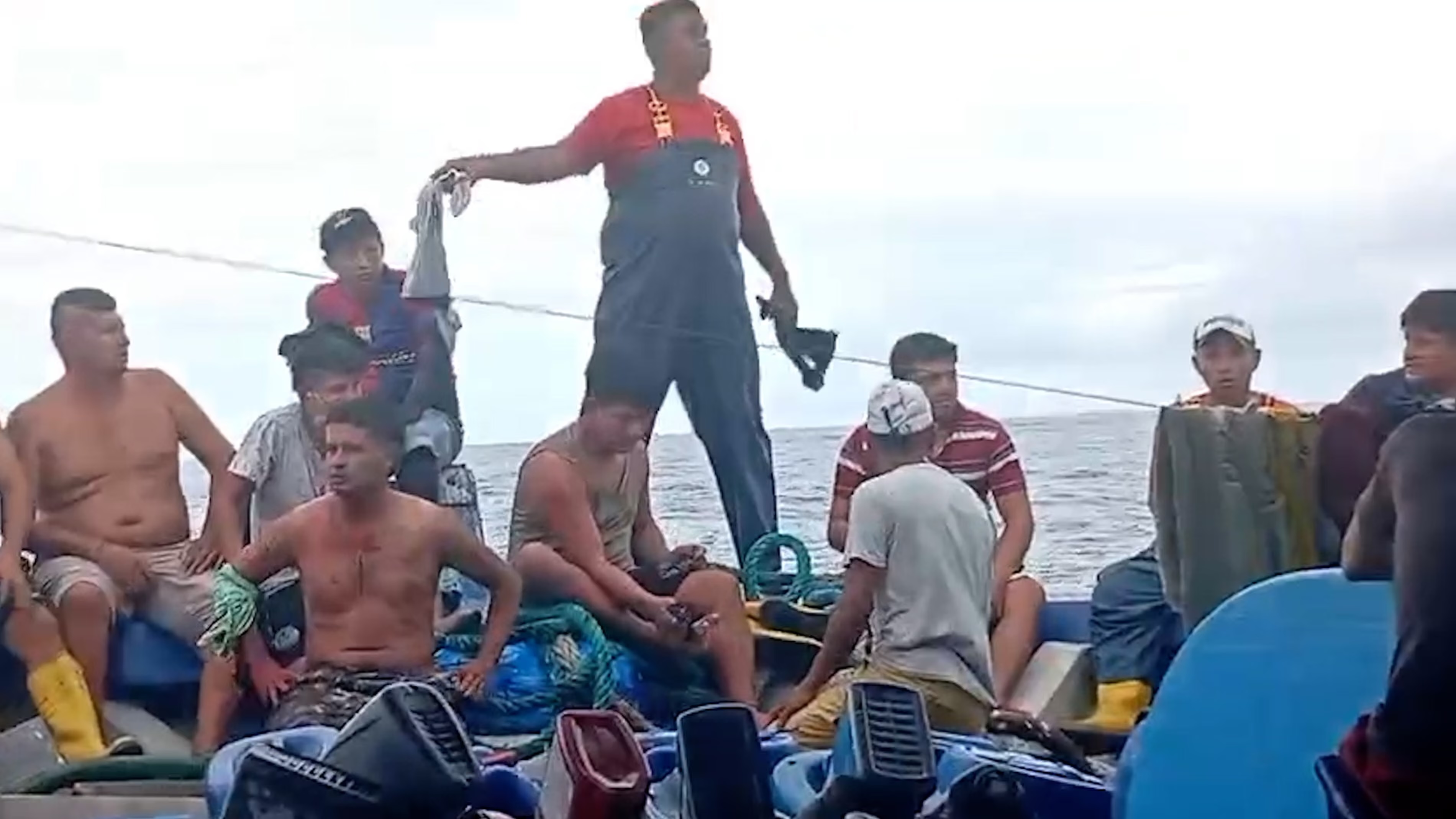 The crew of the Ecuadorian fishing vessel Don Maca